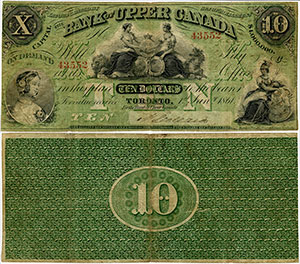 10 dollars 1861 Bank of Upper Canada