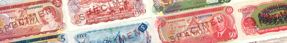 Bank of Canada values and prices of 1969 to 1975 banknotes